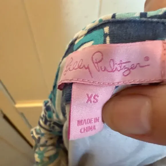 Lilly Pulitzer Ailsie Keep on Trunkin Romper Jogger Elephants Blue White Knit XS - Picture 8 of 9